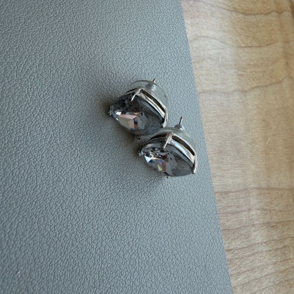 Silver Stud Earrings with Clear Gemstones